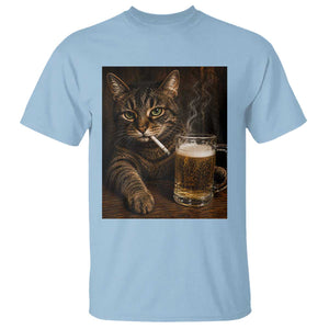Funny Smoking Cat T Shirt Cigarette Kitty Beer Lover TS12 Light Blue Print Your Wear