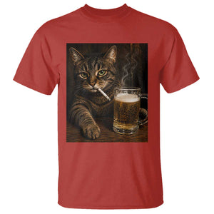 Funny Smoking Cat T Shirt Cigarette Kitty Beer Lover TS12 Red Print Your Wear