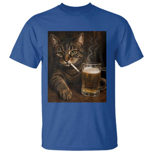 Funny Smoking Cat T Shirt Cigarette Kitty Beer Lover TS12 Royal Blue Print Your Wear