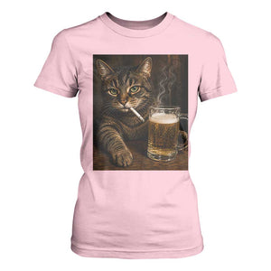 Funny Smoking Cat T Shirt For Women Cigarette Kitty Beer Lover TS12 Light Pink Print Your Wear