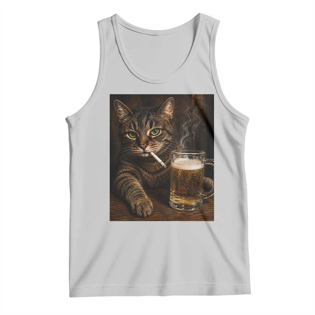 Funny Smoking Cat Tank Top Cigarette Kitty Beer Lover TS12 Ash Print Your Wear