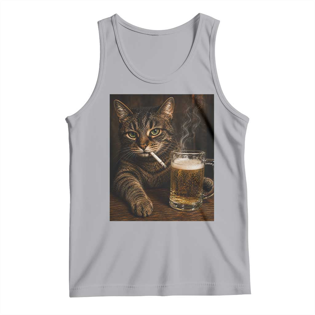 Funny Smoking Cat Tank Top Cigarette Kitty Beer Lover TS12 Athletic Heather Print Your Wear