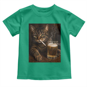 Funny Smoking Cat Toddler T Shirt Cigarette Kitty Beer Lover TS12 Irish Green Print Your Wear