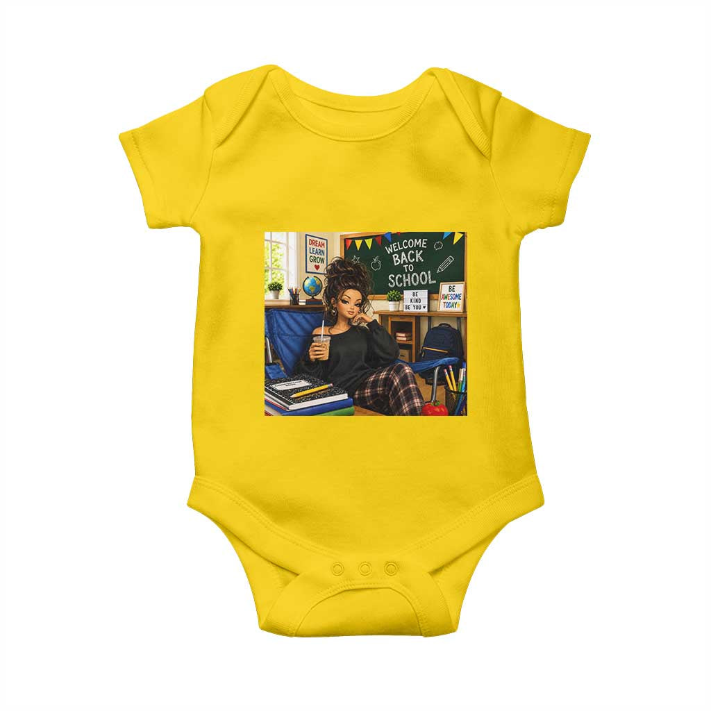 Funny Back To School Doll Face Meme Baby Onesie Coffee Teacher Gift TS12 Daisy Print Your Wear