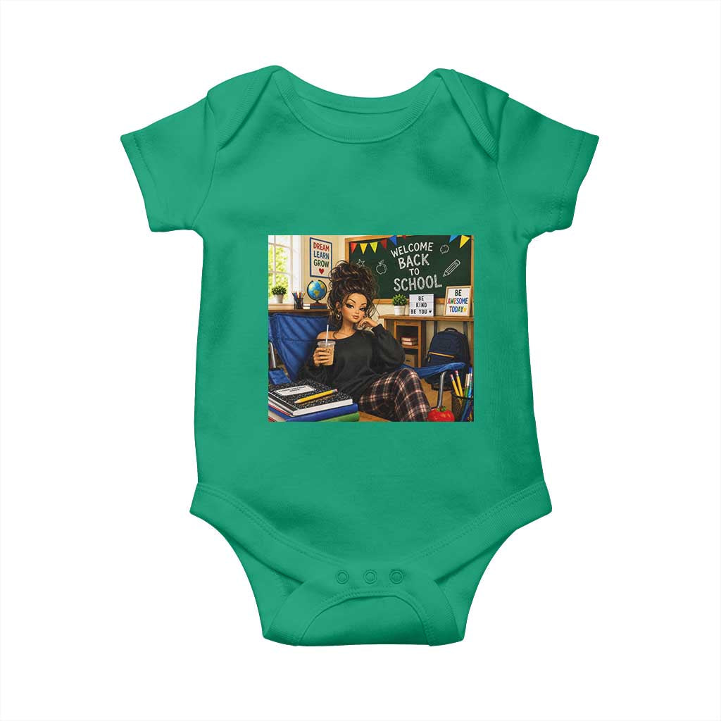 Funny Back To School Doll Face Meme Baby Onesie Coffee Teacher Gift TS12 Irish Green Print Your Wear