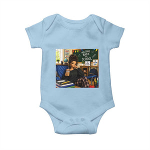 Funny Back To School Doll Face Meme Baby Onesie Coffee Teacher Gift TS12 Light Blue Print Your Wear