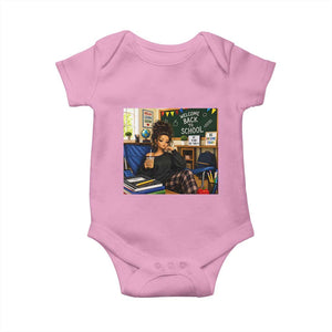 Funny Back To School Doll Face Meme Baby Onesie Coffee Teacher Gift TS12 Light Pink Print Your Wear