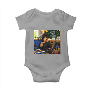 Funny Back To School Doll Face Meme Baby Onesie Coffee Teacher Gift TS12 Sport Gray Print Your Wear