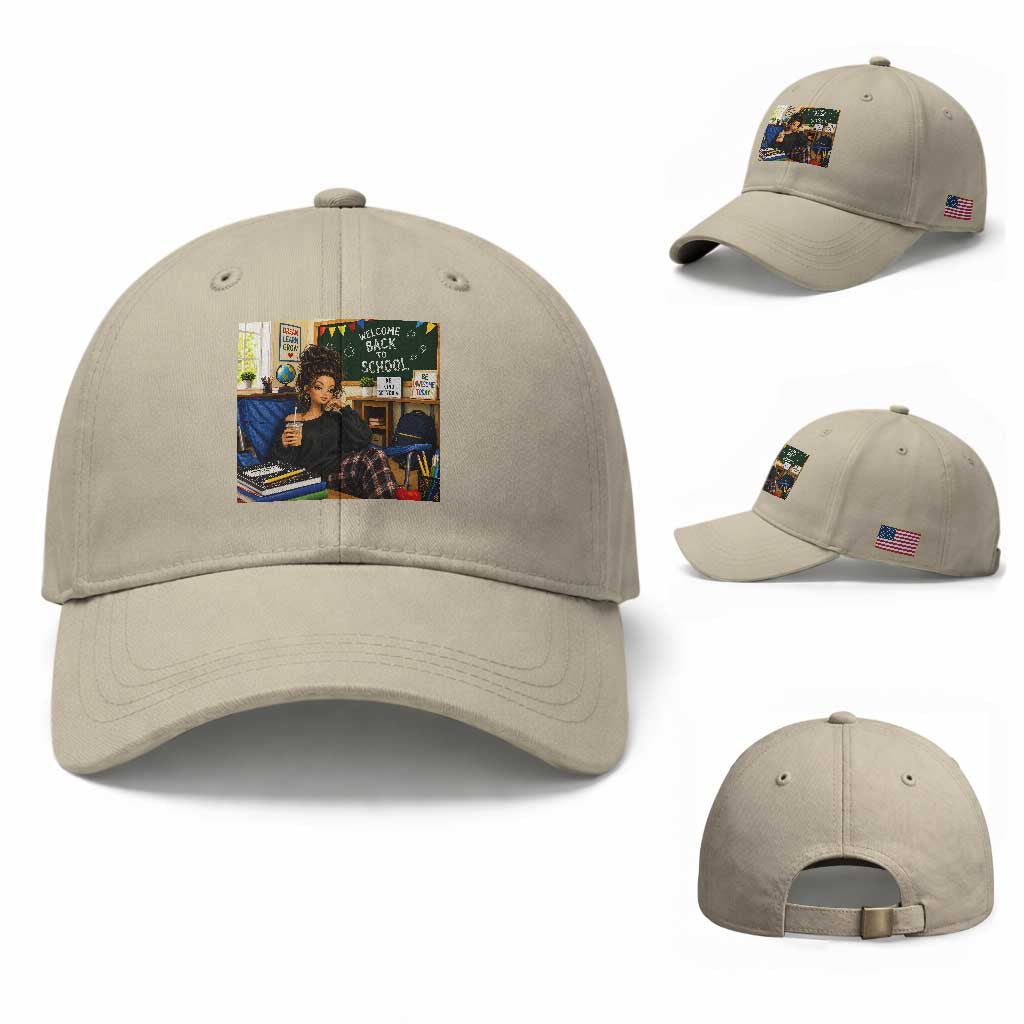 Funny Back To School Doll Face Meme Baseball Cap Coffee Teacher Gift TS12 Baseball Cap Universal Fit Beige Print Your Wear