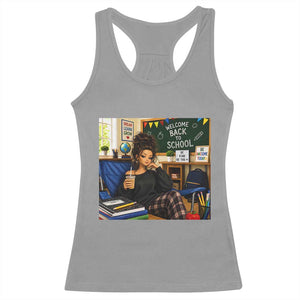 Funny Back To School Doll Face Meme Racerback Tank Top Coffee Teacher Gift TS12 Sport Gray Print Your Wear