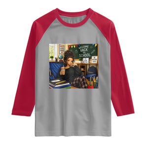 Funny Back To School Doll Face Meme Raglan Shirt Coffee Teacher Gift TS12 Sport Gray Red Print Your Wear
