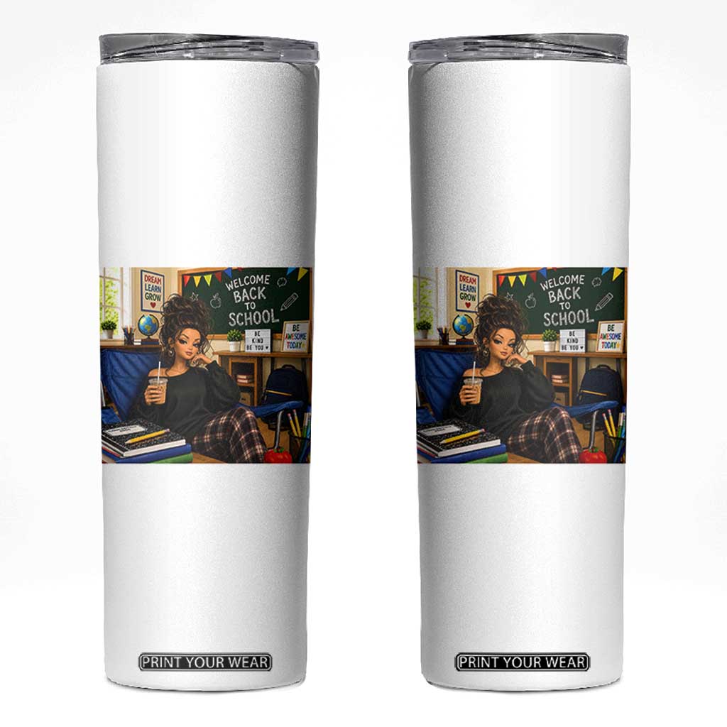 Funny Back To School Doll Face Meme Skinny Tumbler Coffee Teacher Gift TS12 White Print Your Wear