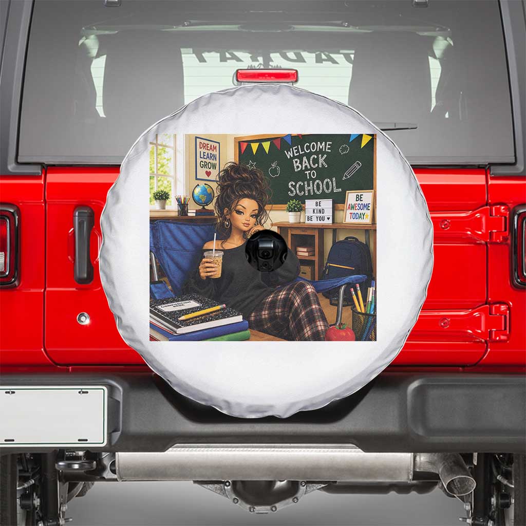Funny Back To School Doll Face Meme Spare Tire Cover Coffee Teacher Gift TS12 White Print Your Wear