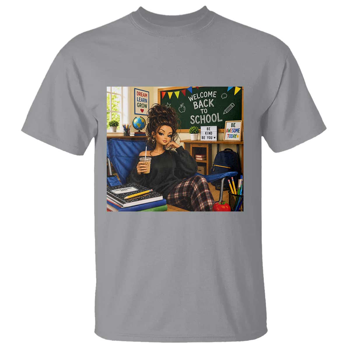 Funny Back To School Doll Face Meme T Shirt Coffee Teacher Gift TS12 Sport Gray Print Your Wear