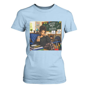 Funny Back To School Doll Face Meme T Shirt For Women Coffee Teacher Gift TS12 Light Blue Print Your Wear