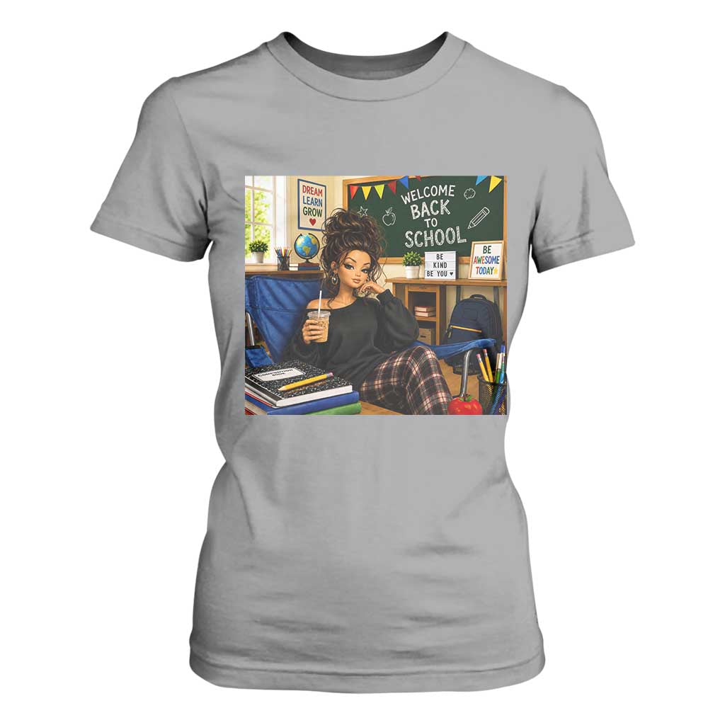 Funny Back To School Doll Face Meme T Shirt For Women Coffee Teacher Gift TS12 Sport Gray Print Your Wear