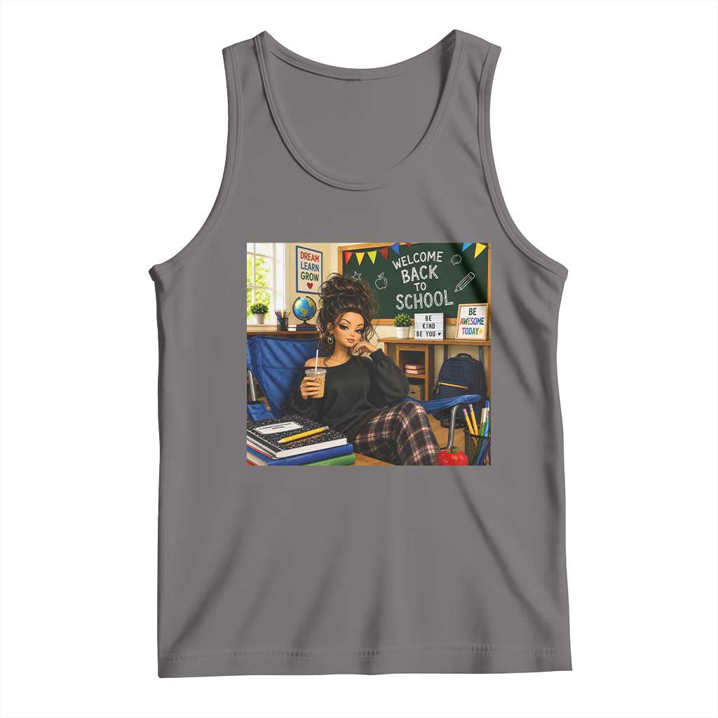 Funny Back To School Doll Face Meme Tank Top Coffee Teacher Gift TS12 Deep Heather Print Your Wear
