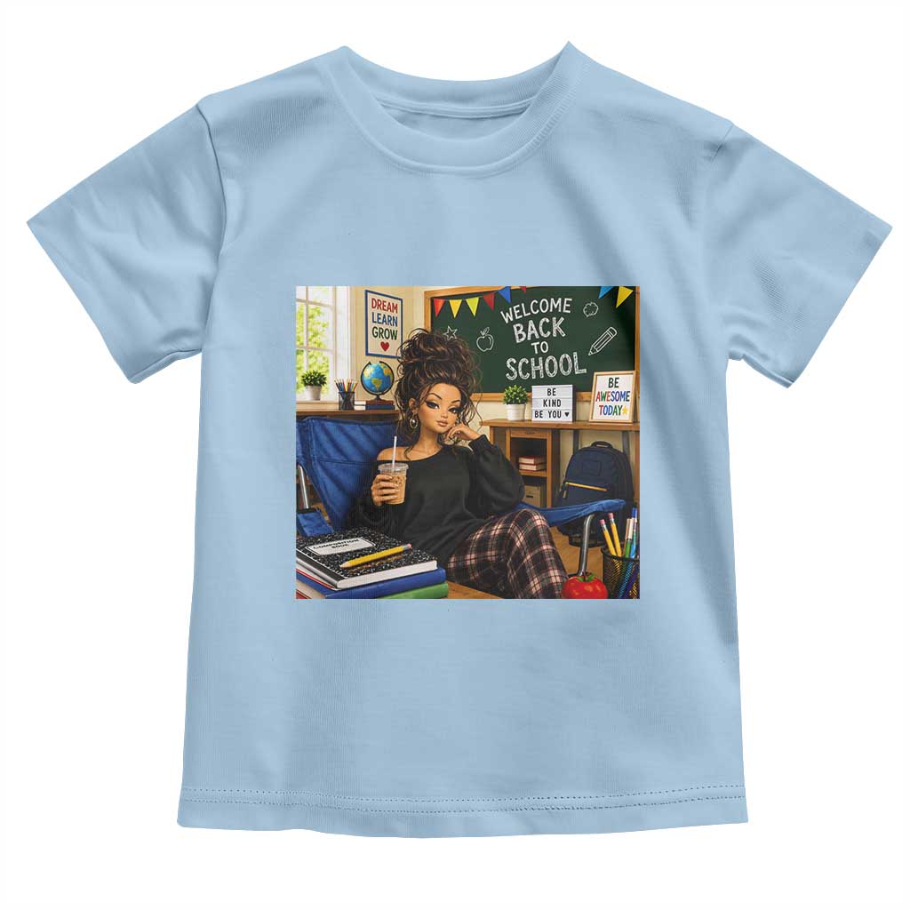 Funny Back To School Doll Face Meme Toddler T Shirt Coffee Teacher Gift TS12 Light Blue Print Your Wear