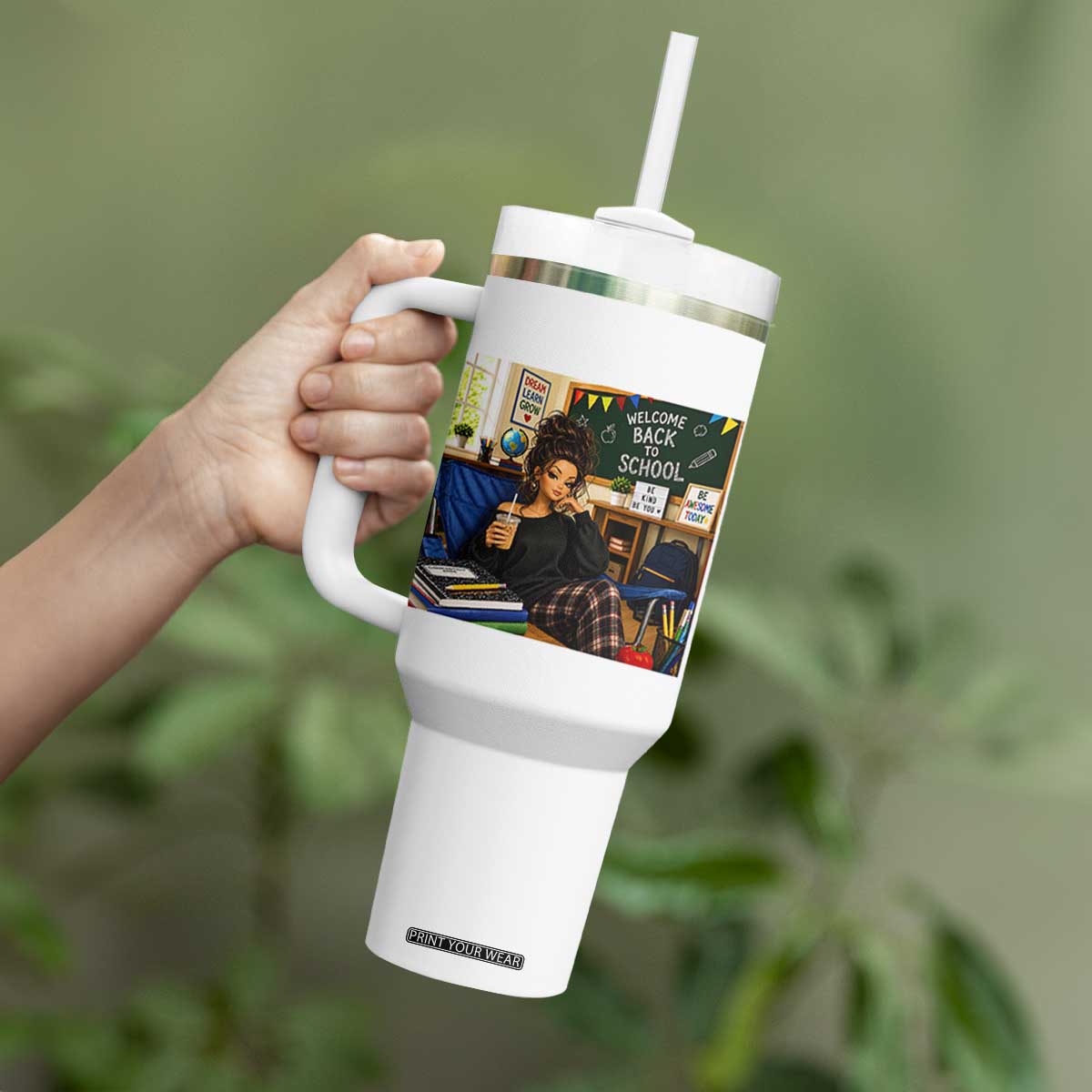 Funny Back To School Doll Face Meme Tumbler With Handle Coffee Teacher Gift TS12 Print Your Wear