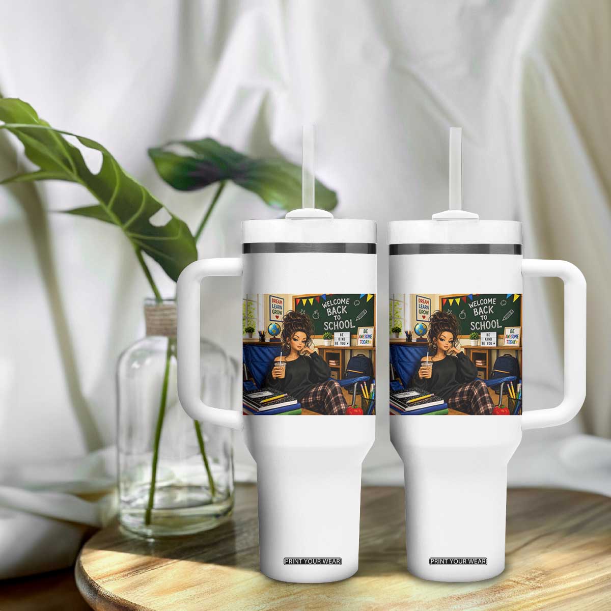 Funny Back To School Doll Face Meme Tumbler With Handle Coffee Teacher Gift TS12 Print Your Wear