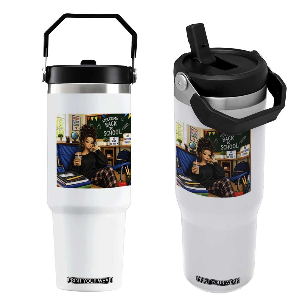 Funny Back To School Doll Face Meme Flip Straw Tumbler Coffee Teacher Gift TS12 One Size: 30 oz White Print Your Wear