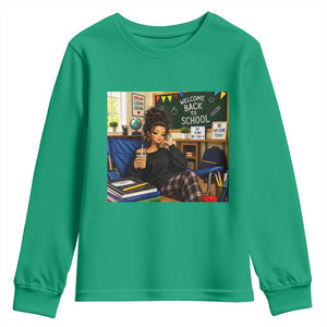 Funny Back To School Doll Face Meme Youth Sweatshirt Coffee Teacher Gift TS12 Irish Green Print Your Wear