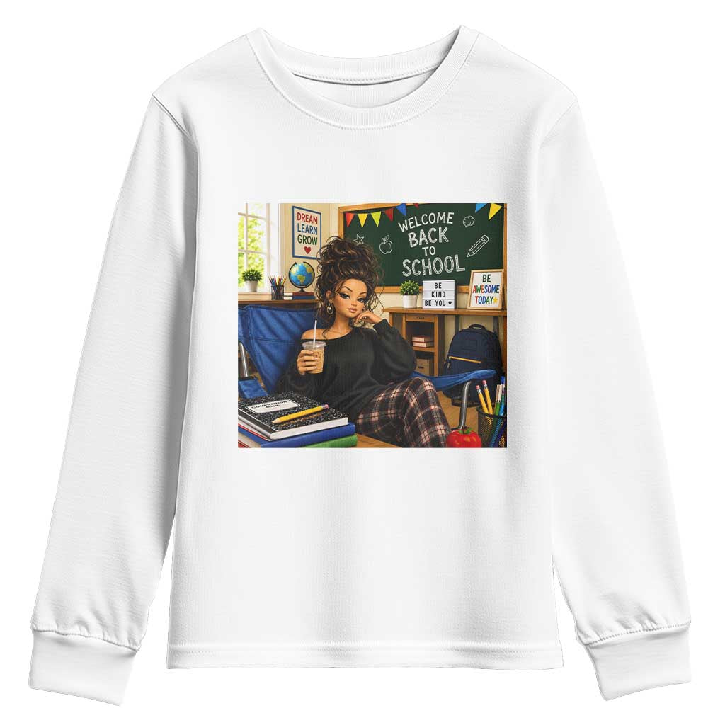 Funny Back To School Doll Face Meme Youth Sweatshirt Coffee Teacher Gift TS12 White Print Your Wear