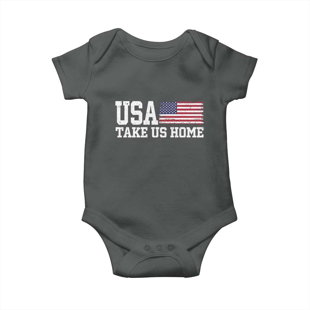 Patriotic USA Soccer Fan Baby Onesie Take Us Home Game Day TS12 Dark Heather Print Your Wear