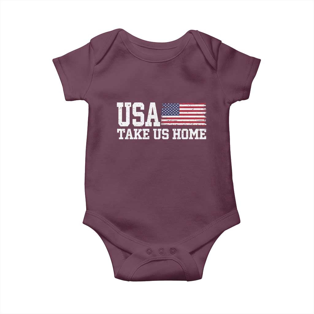 Patriotic USA Soccer Fan Baby Onesie Take Us Home Game Day TS12 Maroon Print Your Wear