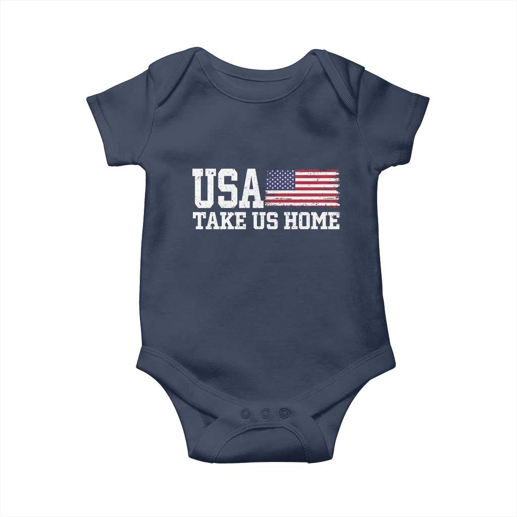 Patriotic USA Soccer Fan Baby Onesie Take Us Home Game Day TS12 Navy Print Your Wear