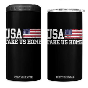 Patriotic USA Soccer Fan 4 in 1 Can Cooler Tumbler Take Us Home Game Day TS12 One Size: 16 oz Black Print Your Wear