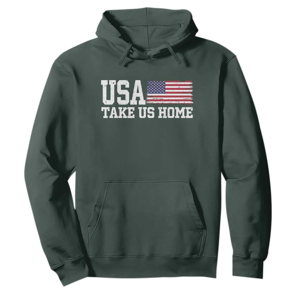 Patriotic USA Soccer Fan Hoodie Take Us Home Game Day TS12 Dark Forest Green Print Your Wear