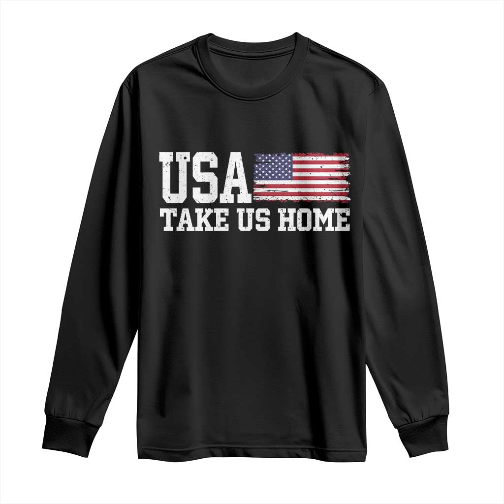 Patriotic USA Soccer Fan Long Sleeve Shirt Take Us Home Game Day TS12 Black Print Your Wear