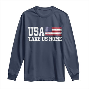 Patriotic USA Soccer Fan Long Sleeve Shirt Take Us Home Game Day TS12 Navy Print Your Wear