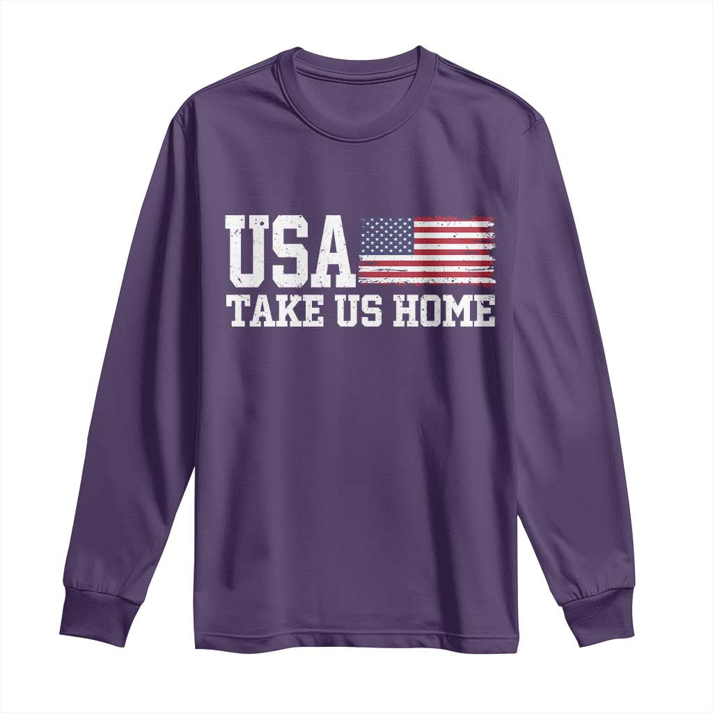 Patriotic USA Soccer Fan Long Sleeve Shirt Take Us Home Game Day TS12 Purple Print Your Wear
