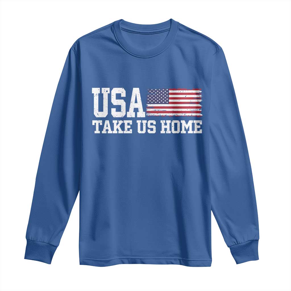 Patriotic USA Soccer Fan Long Sleeve Shirt Take Us Home Game Day TS12 Royal Blue Print Your Wear