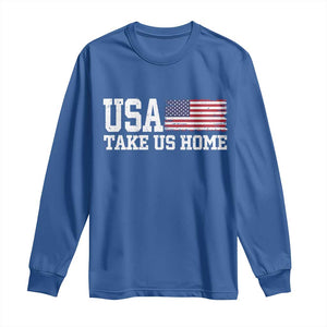 Patriotic USA Soccer Fan Long Sleeve Shirt Take Us Home Game Day TS12 Royal Blue Print Your Wear
