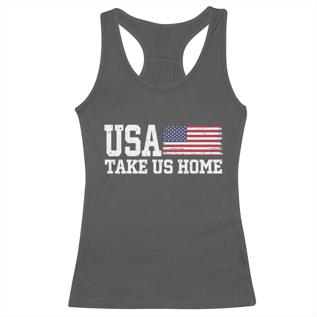 Patriotic USA Soccer Fan Racerback Tank Top Take Us Home Game Day TS12 Dark Heather Print Your Wear