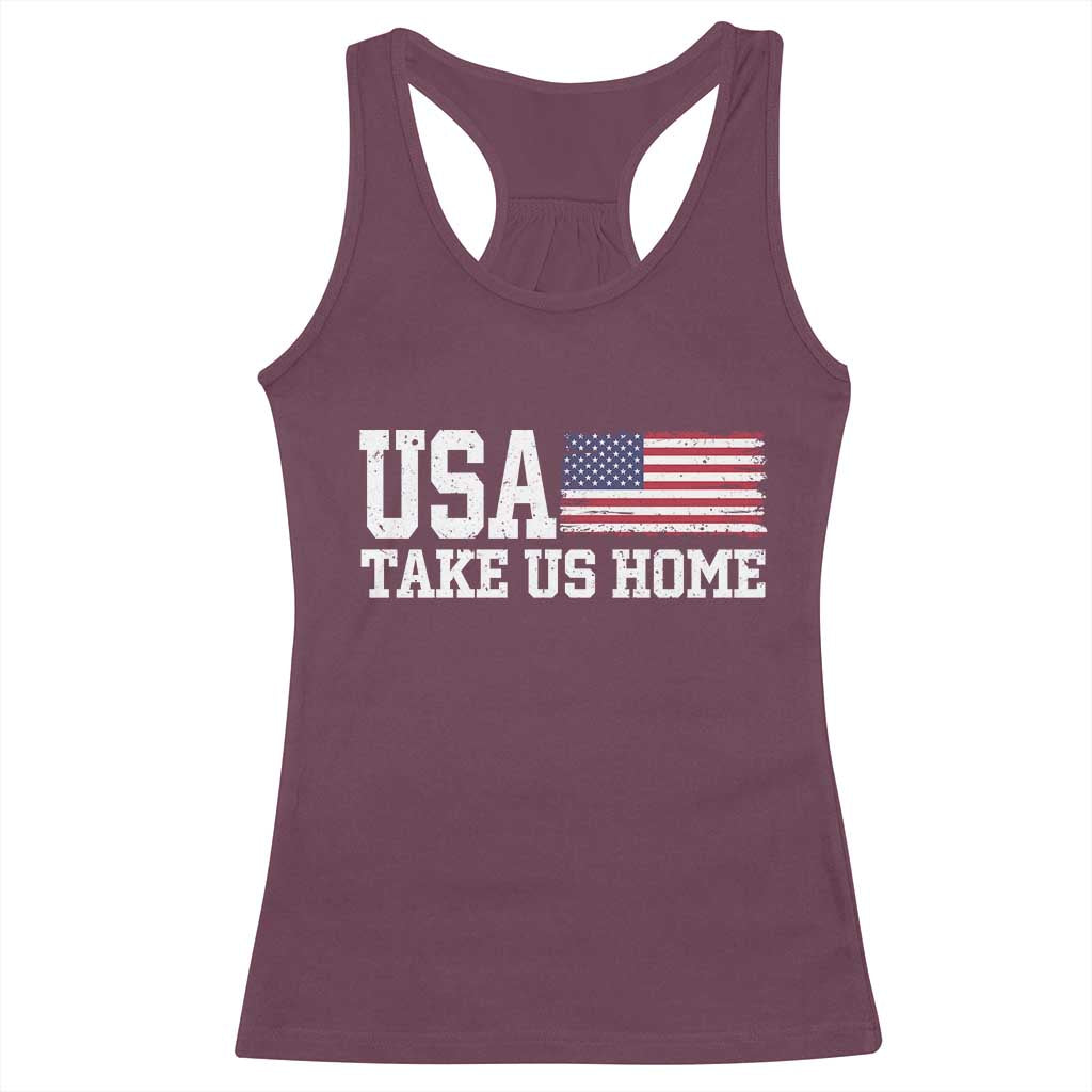 Patriotic USA Soccer Fan Racerback Tank Top Take Us Home Game Day TS12 Maroon Print Your Wear