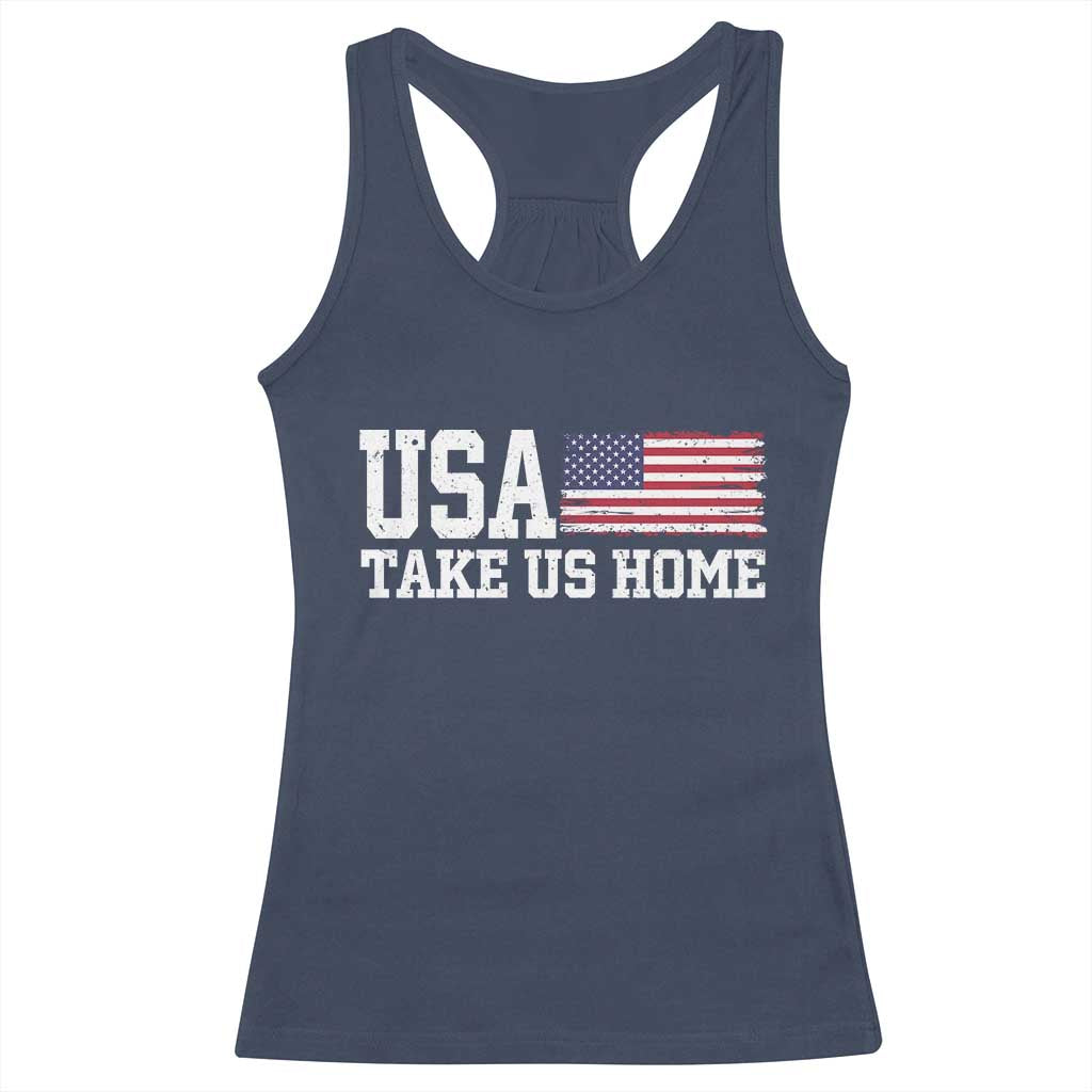 Patriotic USA Soccer Fan Racerback Tank Top Take Us Home Game Day TS12 Navy Print Your Wear