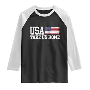 Patriotic USA Soccer Fan Raglan Shirt Take Us Home Game Day TS12 Black White Print Your Wear