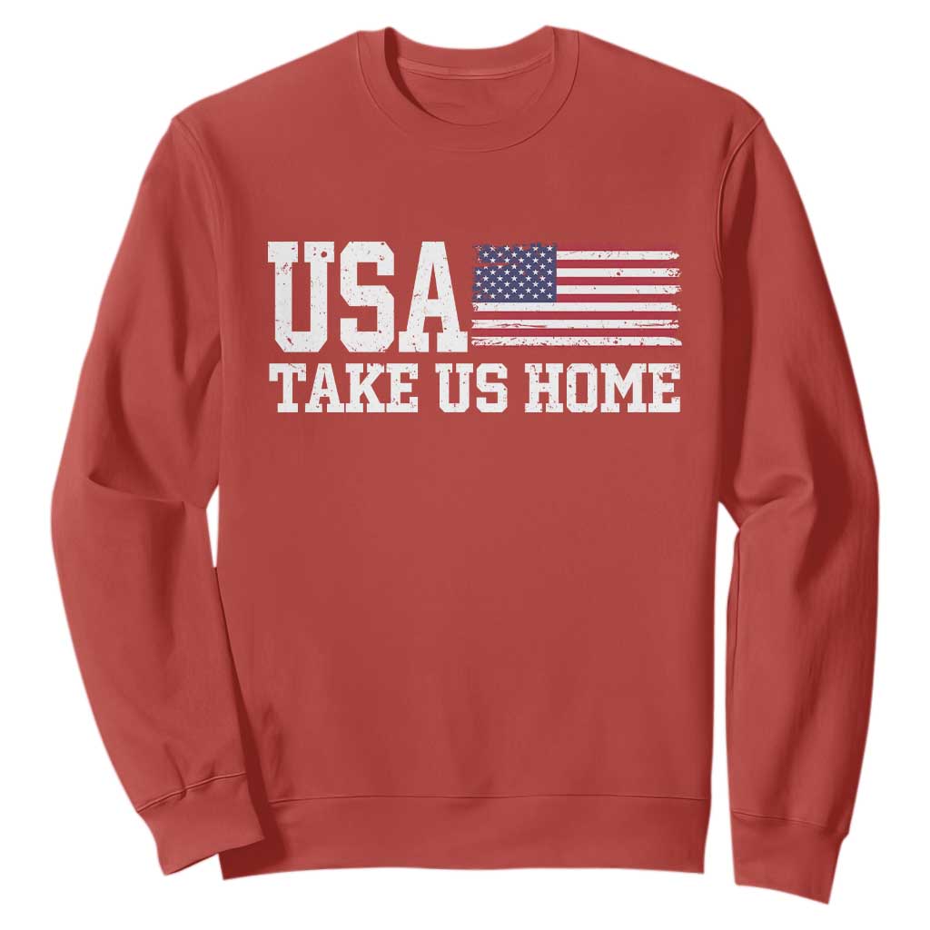 Patriotic USA Soccer Fan Sweatshirt Take Us Home Game Day TS12 Red Print Your Wear