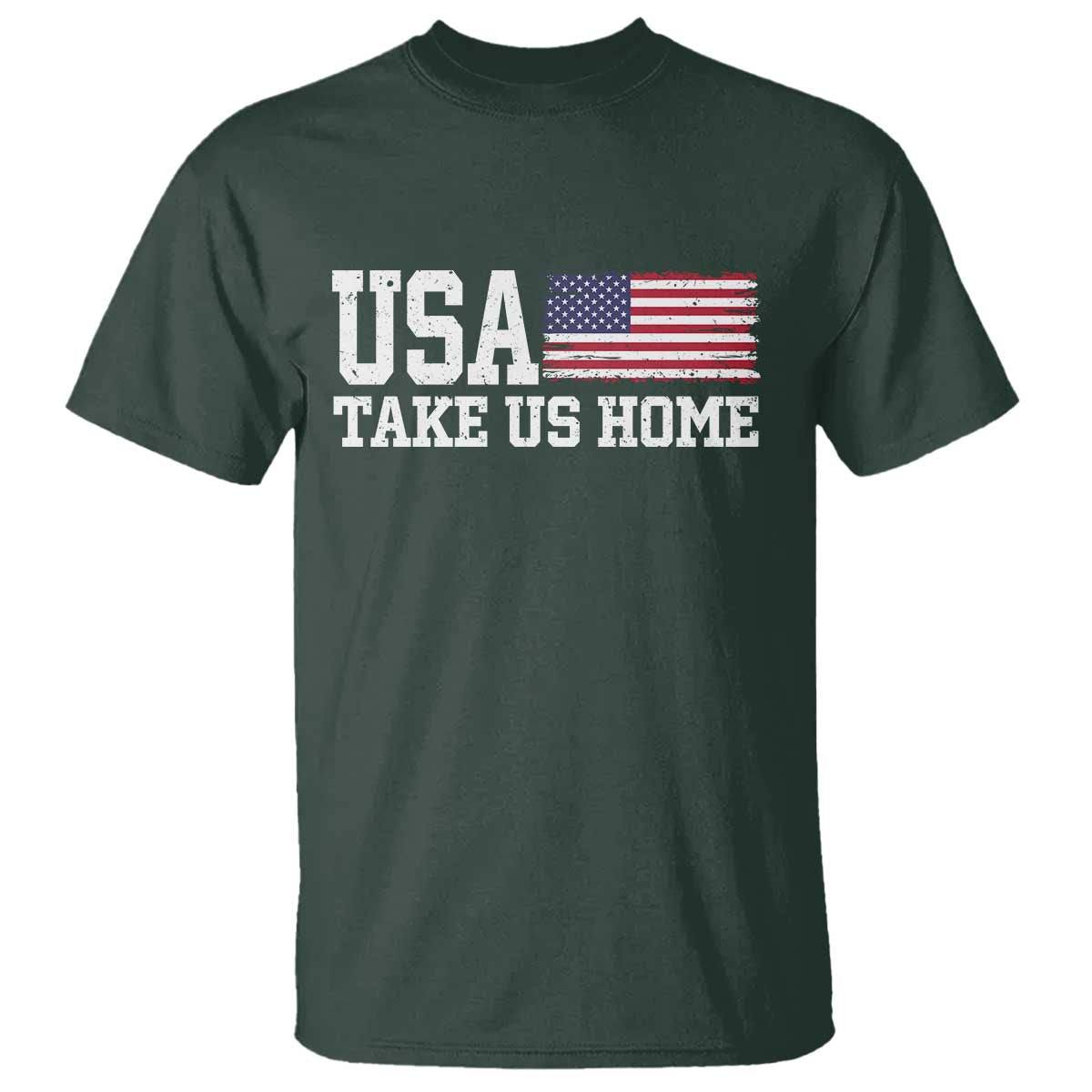 Patriotic USA Soccer Fan T Shirt Take Us Home Game Day TS12 Dark Forest Green Print Your Wear