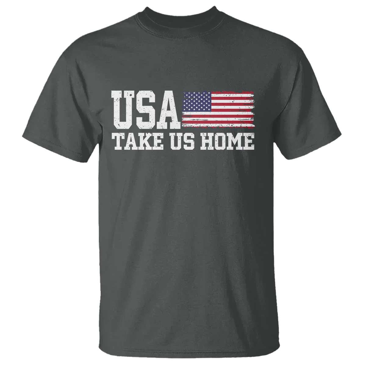 Patriotic USA Soccer Fan T Shirt Take Us Home Game Day TS12 Dark Heather Print Your Wear