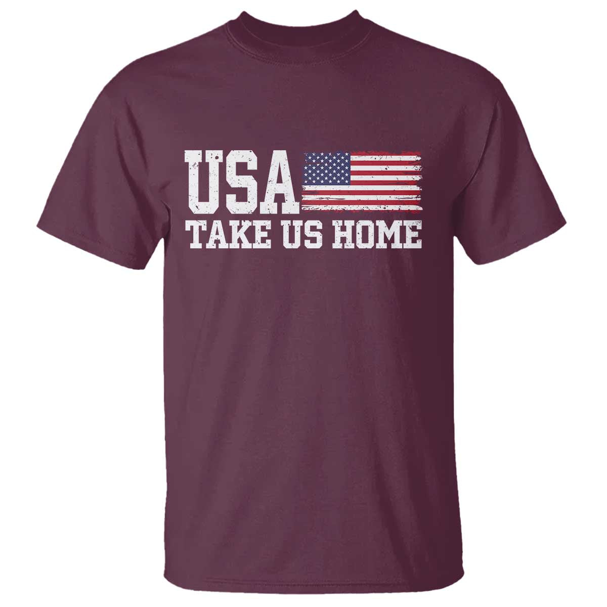 Patriotic USA Soccer Fan T Shirt Take Us Home Game Day TS12 Maroon Print Your Wear