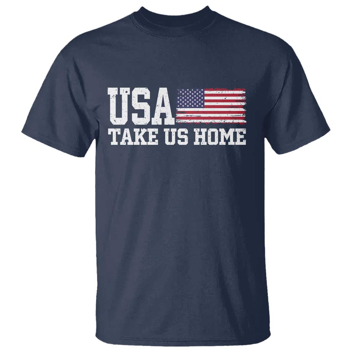 Patriotic USA Soccer Fan T Shirt Take Us Home Game Day TS12 Navy Print Your Wear