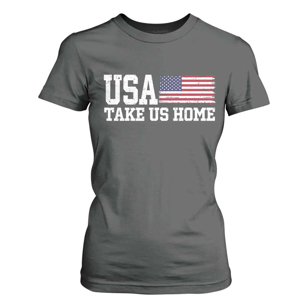 Patriotic USA Soccer Fan T Shirt For Women Take Us Home Game Day TS12 Dark Heather Print Your Wear