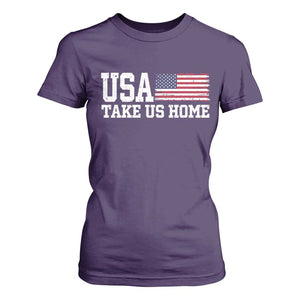 Patriotic USA Soccer Fan T Shirt For Women Take Us Home Game Day TS12 Purple Print Your Wear