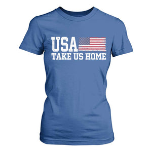 Patriotic USA Soccer Fan T Shirt For Women Take Us Home Game Day TS12 Royal Blue Print Your Wear