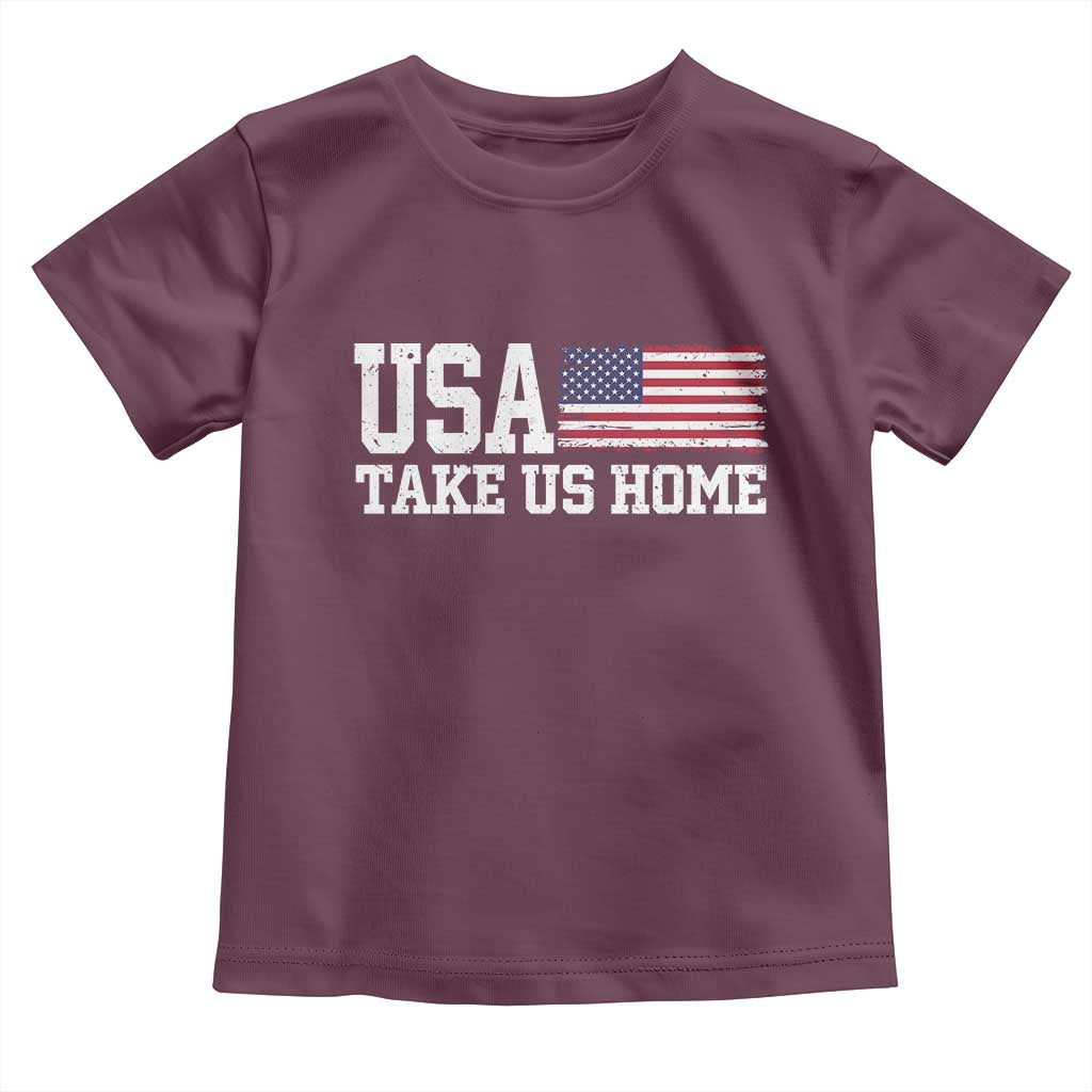 Patriotic USA Soccer Fan Toddler T Shirt Take Us Home Game Day TS12 Maroon Print Your Wear